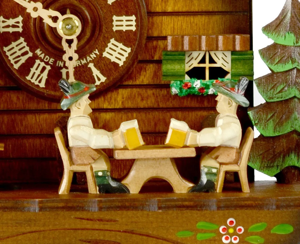 12" Musical Two Beer Drinkers German Cuckoo Clock