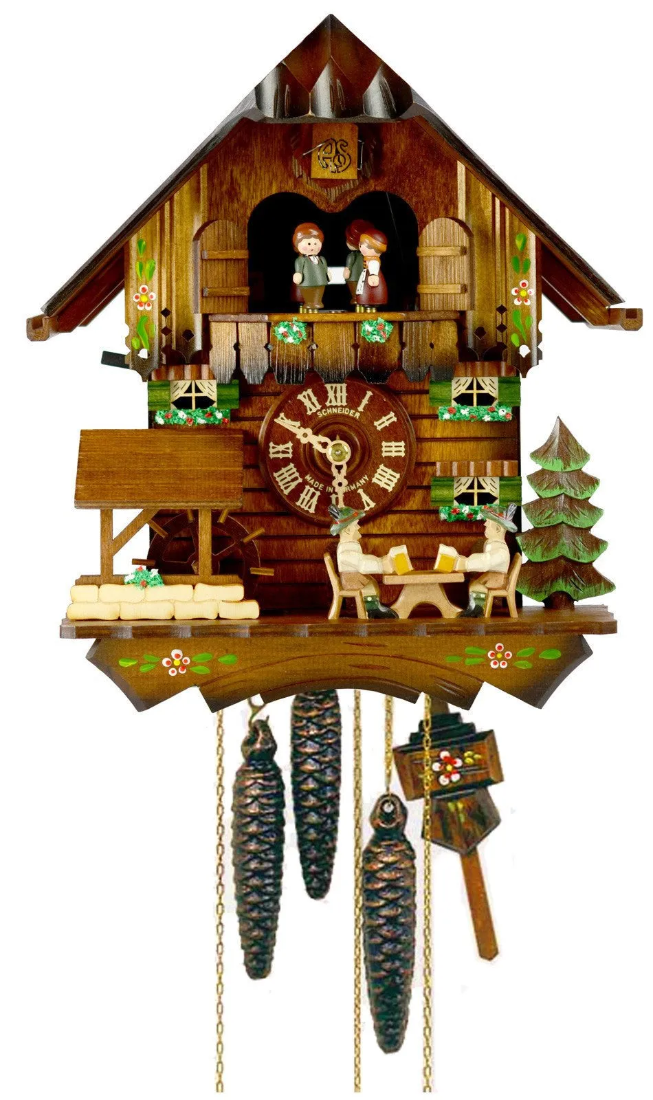 12" Musical Two Beer Drinkers German Cuckoo Clock