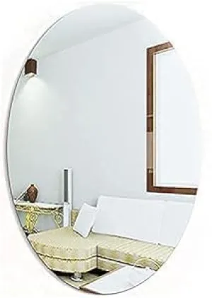 2 Piece Oval Shape Adhesive Mirror Sticker for Wall on Tiles Bathroom Bedroom Living Room Basin Mirror Bathroom Wall Mirror Stickers Unbreakable Plastic Wall Mirror 20 * 30