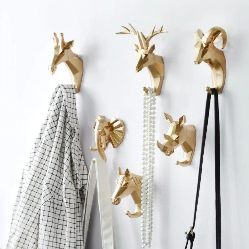 6 Pcs Set Animals Head Wall Hooks