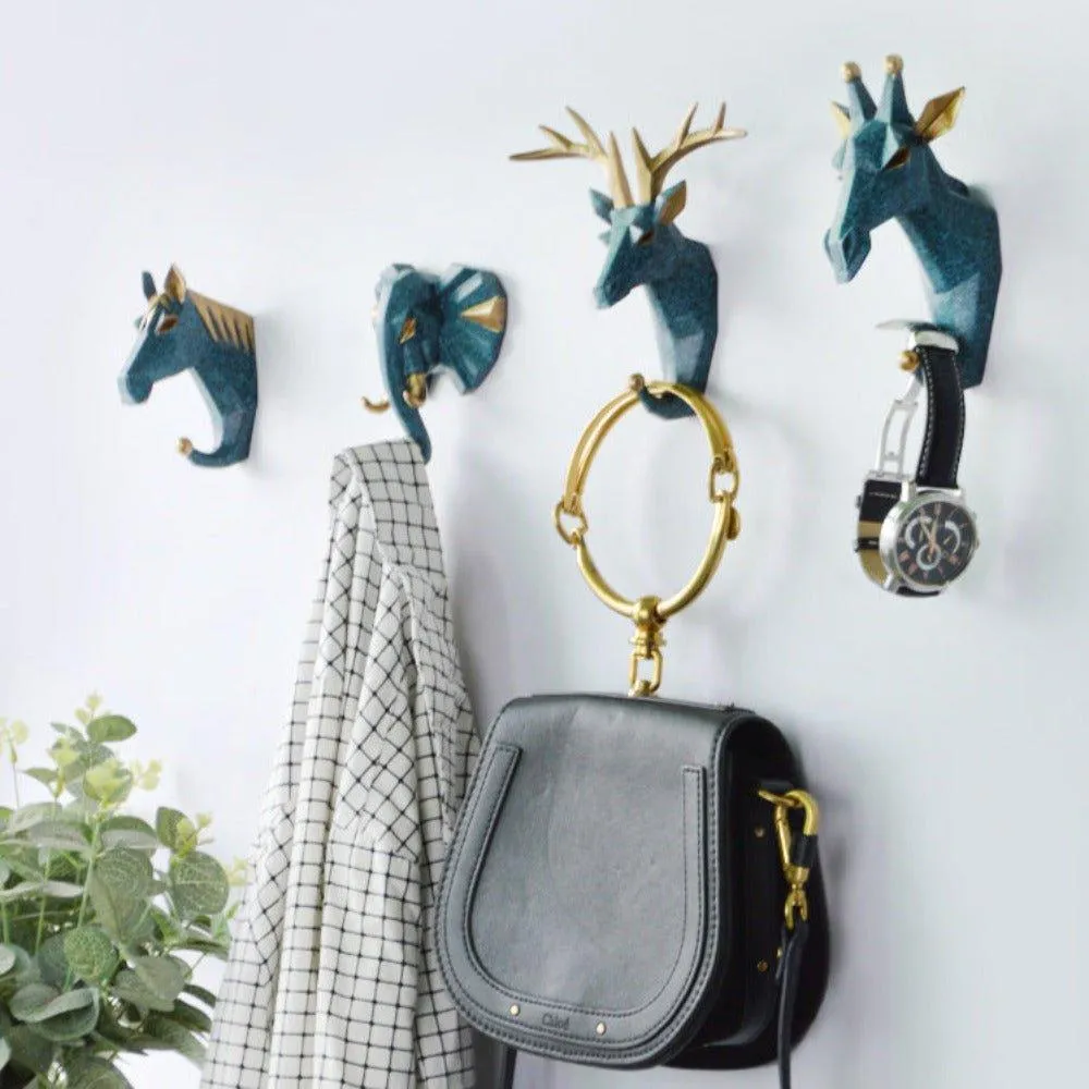 6 Pcs Set Animals Head Wall Hooks