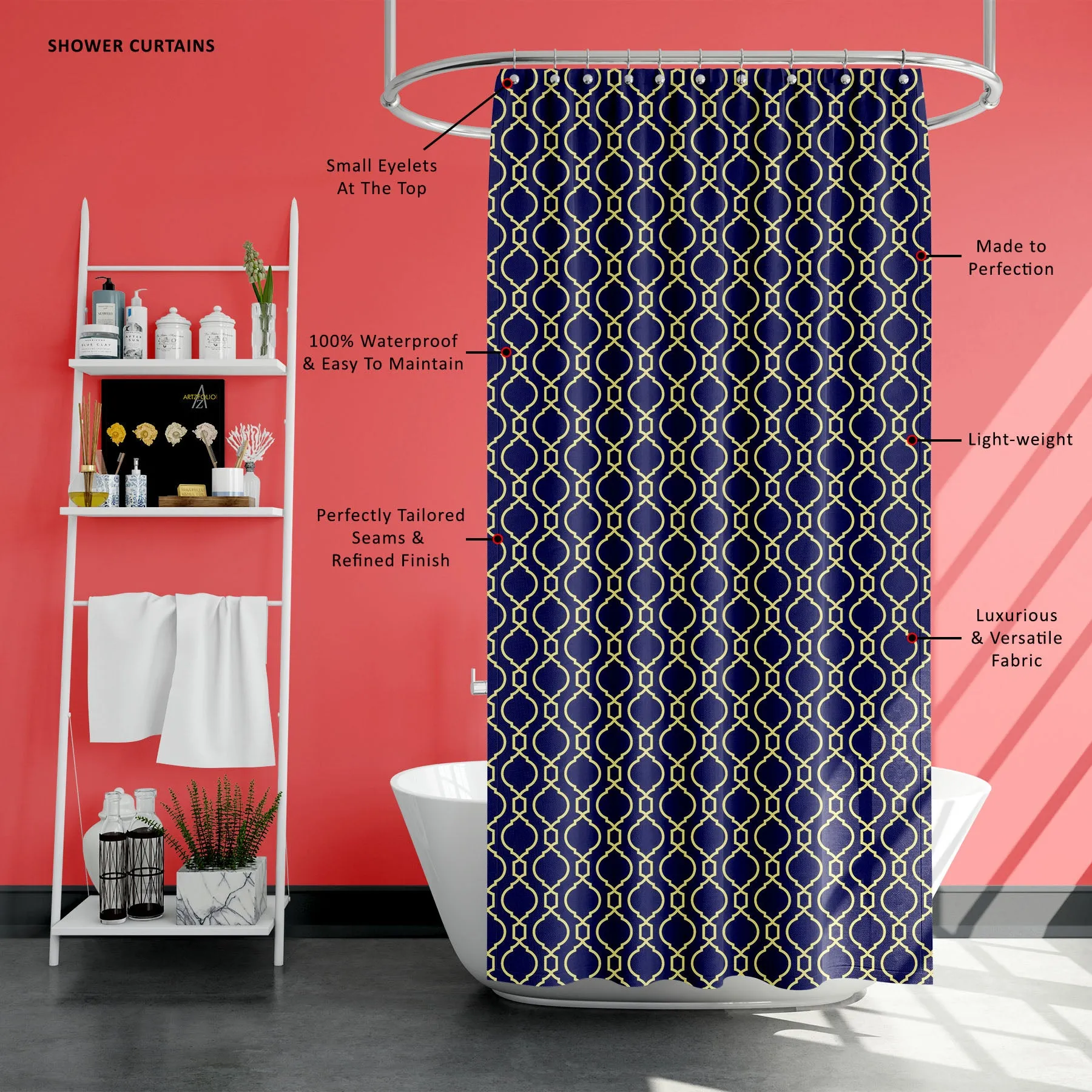 Abstract Arabian Pattern Washable Waterproof Shower Curtain