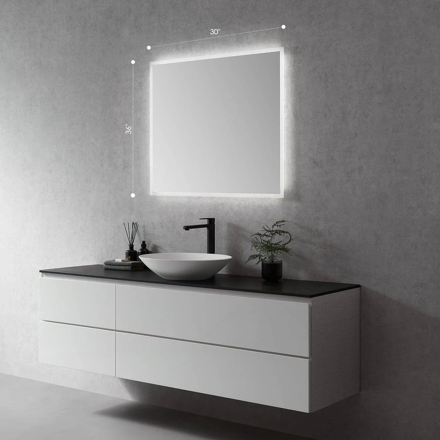 Altair Cassano 36 x 32 Frameless LED Bathroom Mirror