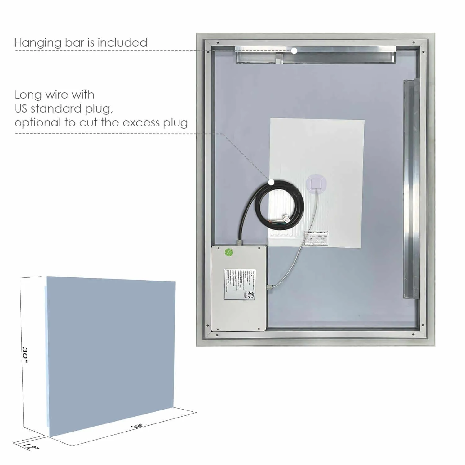 Altair Cassano 36 x 32 Frameless LED Bathroom Mirror