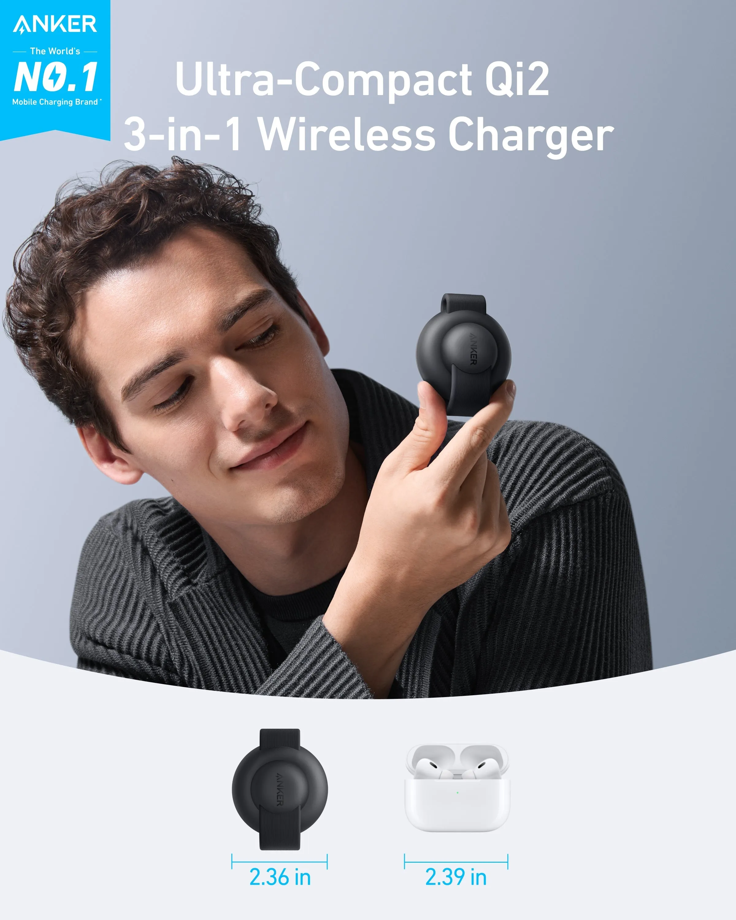 Anker MagGo Wireless Charging Station (3-in-1, Foldable Pad)