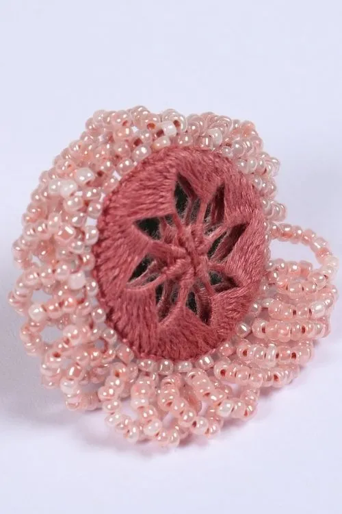 Antarang-  Gulabi (Pink)  Bead Jumki Ring,  100% Cotton. Hand Made By Divyang Rural Women.