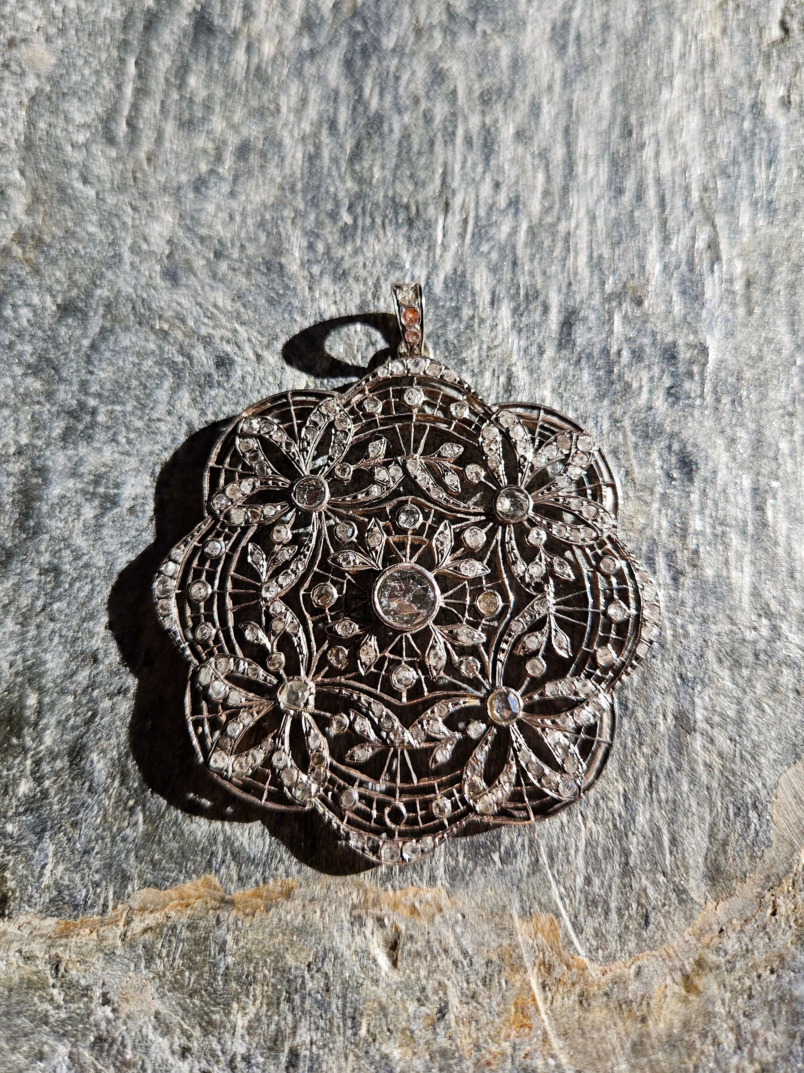 Antique Rose Cut Diamond Filigree Large Statement Pendant | Antique Jewelry | Indulgems | Designs in Real Gold