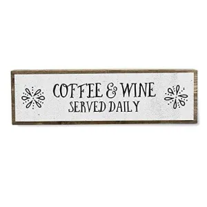 ANVEVO Coffee and Wine Served Daily - Handmade Metal Wood Coffee Sign – Cute Rustic Wall Decor Art - Farmhouse Decorations – Coffee Signs for Home Decor