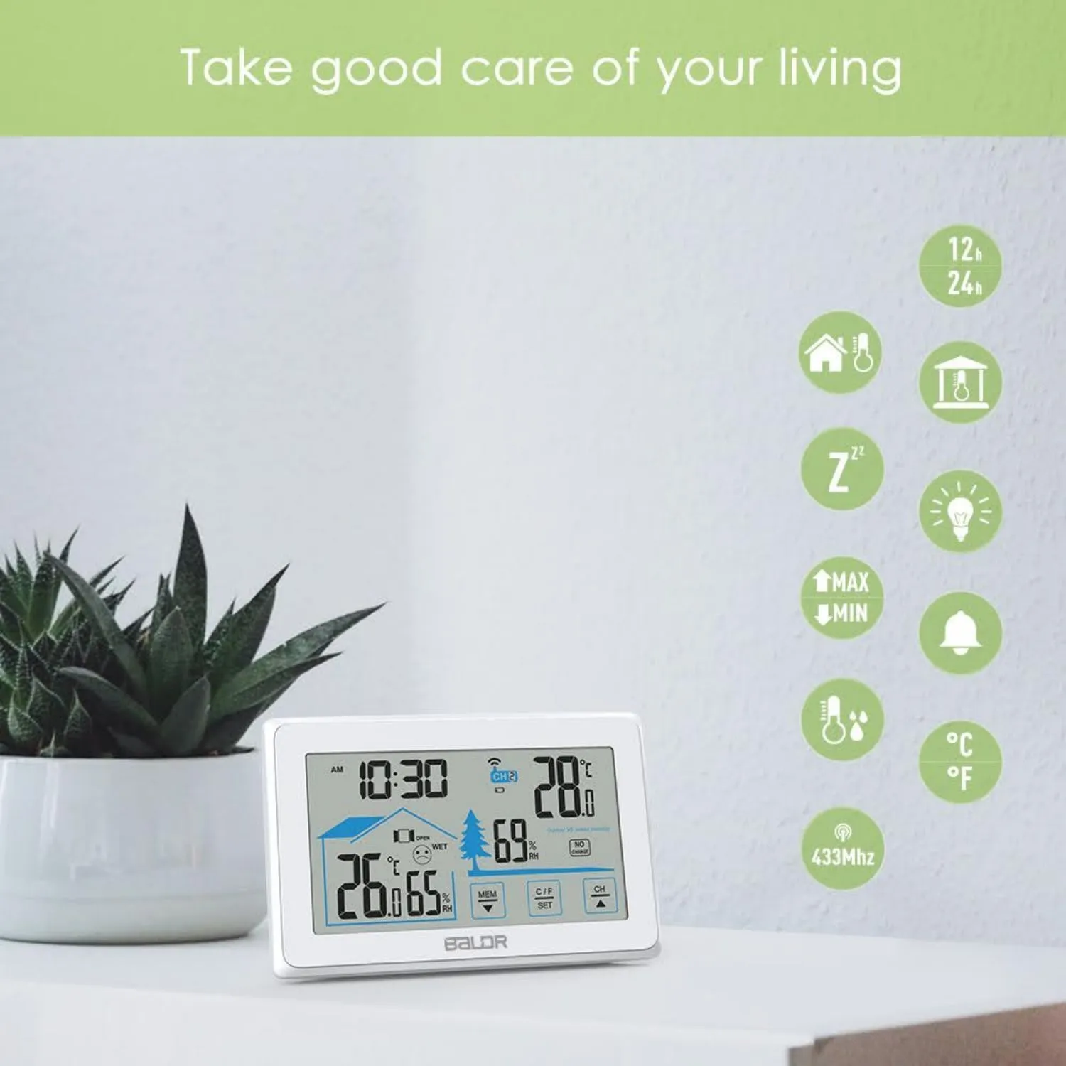 BALDR Wireless Indoor Outdoor Thermometer