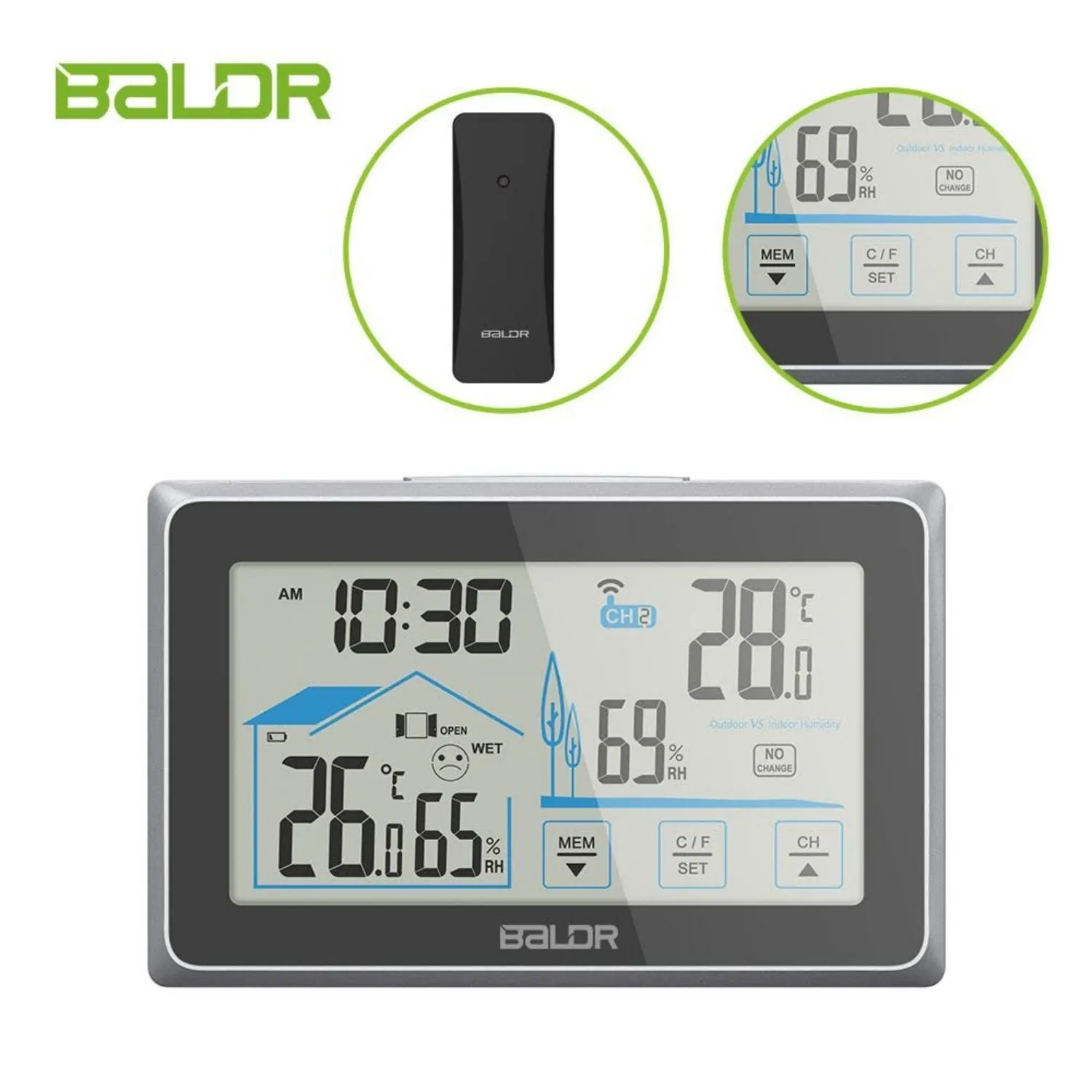 BALDR Wireless Indoor Outdoor Thermometer