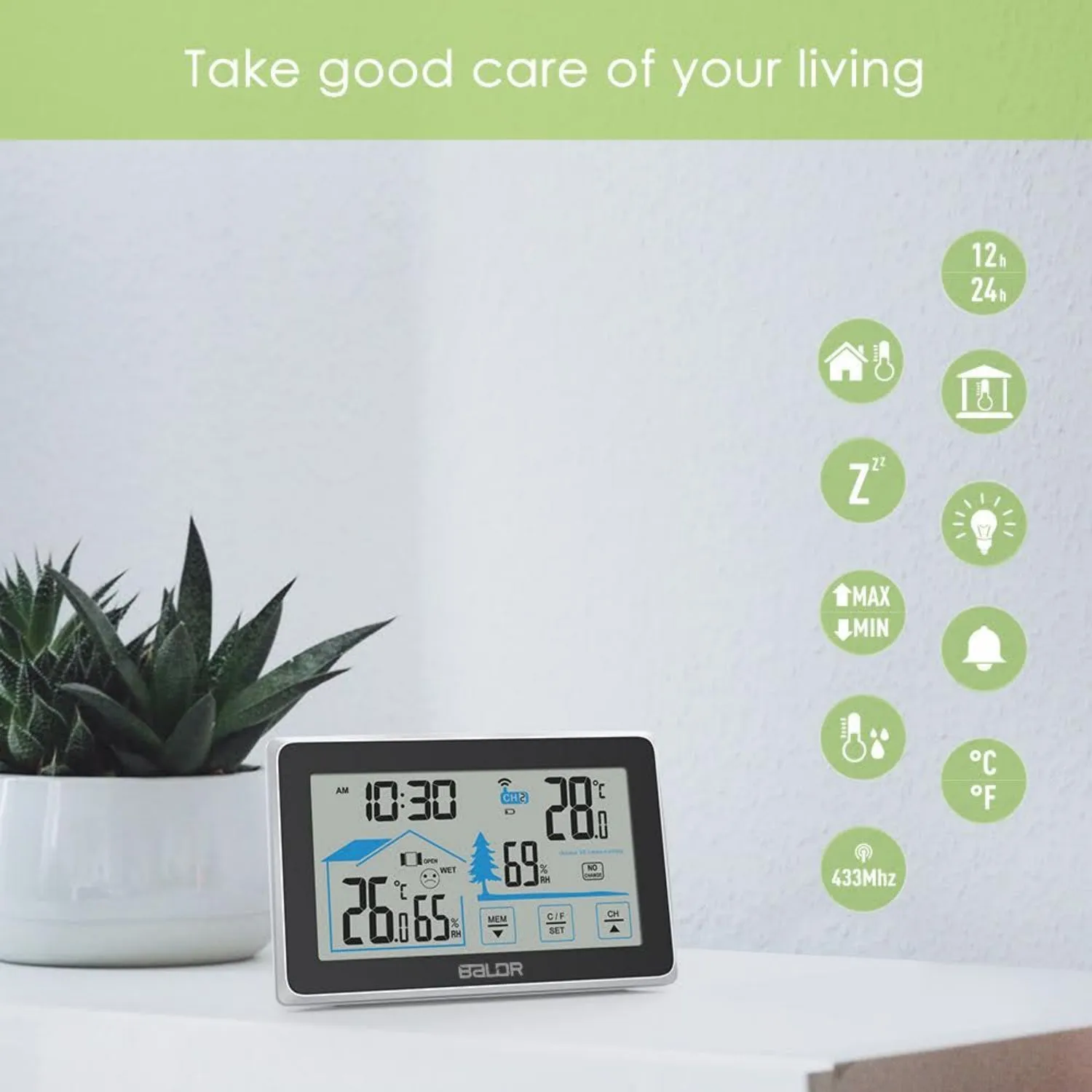 BALDR Wireless Indoor Outdoor Thermometer