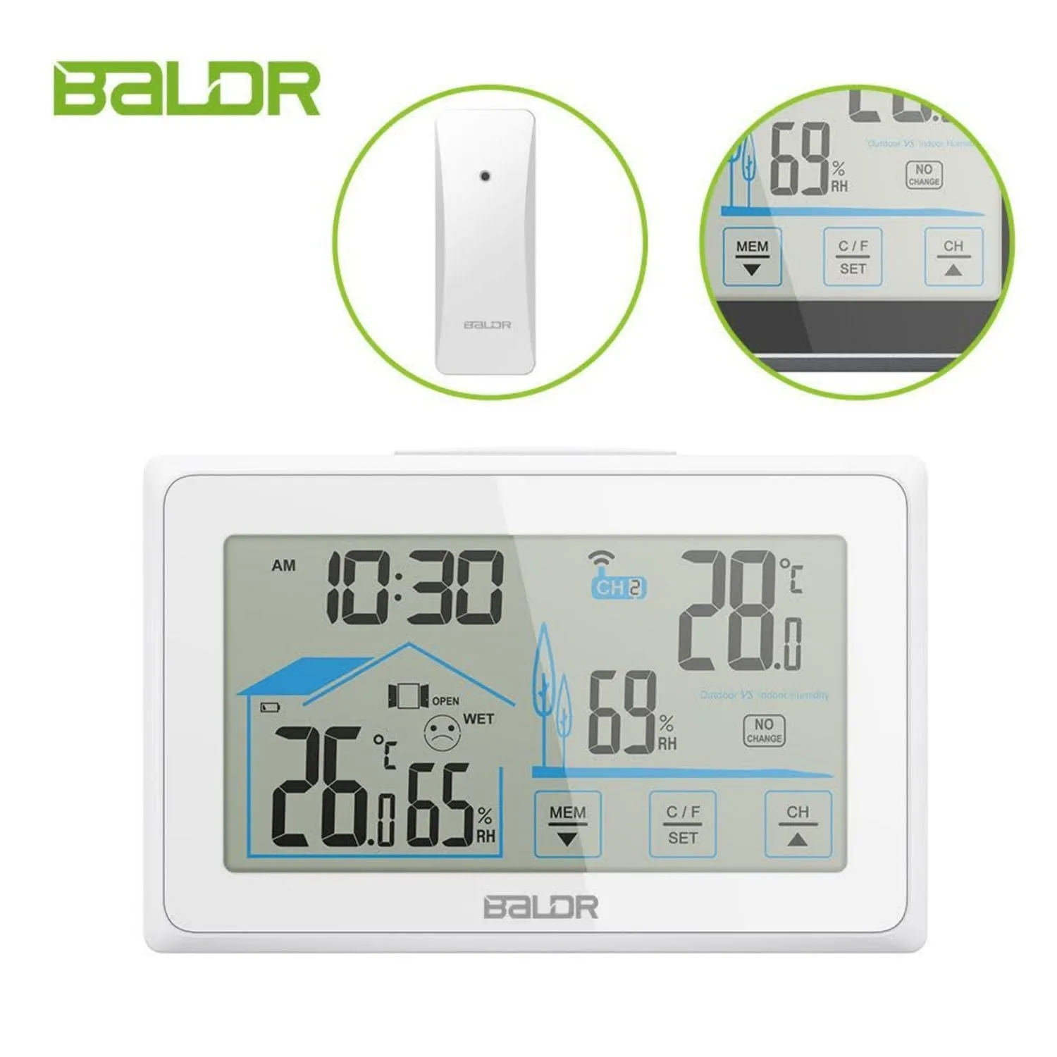 BALDR Wireless Indoor Outdoor Thermometer