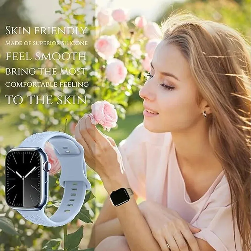 Botanical Bliss Engraved Silicone Strap for Apple Watch - Purlpe