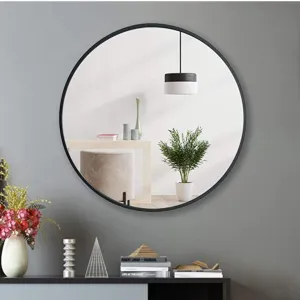 Cheval Glass Designer Frameless Round Bevelled Wall Mount Mirror (18 x 18 Inches) | Unframed | Made in India