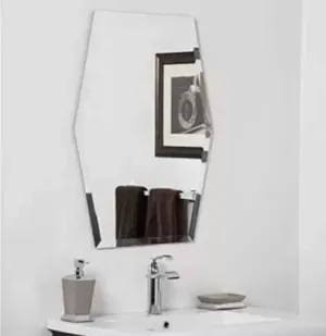 Cheval Glass Frame less Hexagonal Designer Mirror for Wash Basin, Bathroom mirrors - 16 X 22 Inches