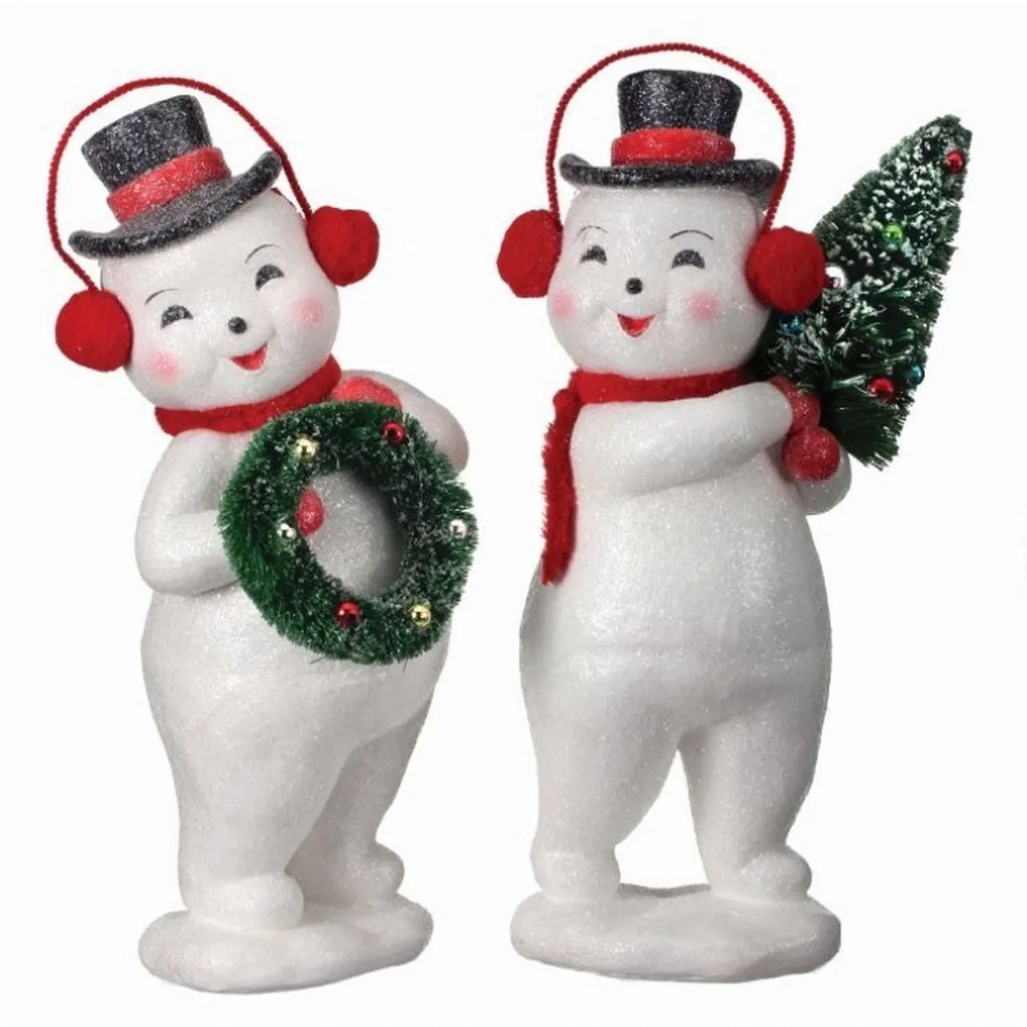 Christmas Carousel Collection 13" Paper Pulp Retro Snowman, Set Of 2, Assortment