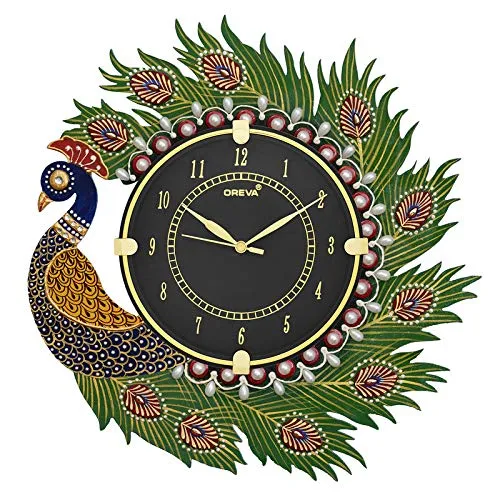 Circadian Ajanta Wooden Hand Painted Designer Wall Clock For Home (Multicolour) - Analog, 5 Cm