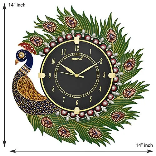 Circadian Ajanta Wooden Hand Painted Designer Wall Clock For Home (Multicolour) - Analog, 5 Cm