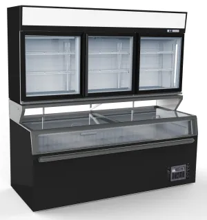 Combisteel Supermarket 3 Door Wall Chiller Fridge With Under Freezer - 7455.2515