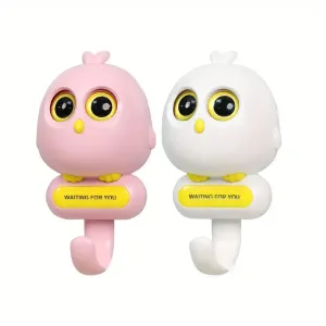 Creative Cute Bird Wall Hooks, Automatic Open Close Eyes Creative Key Holder ( Pack of 2 )