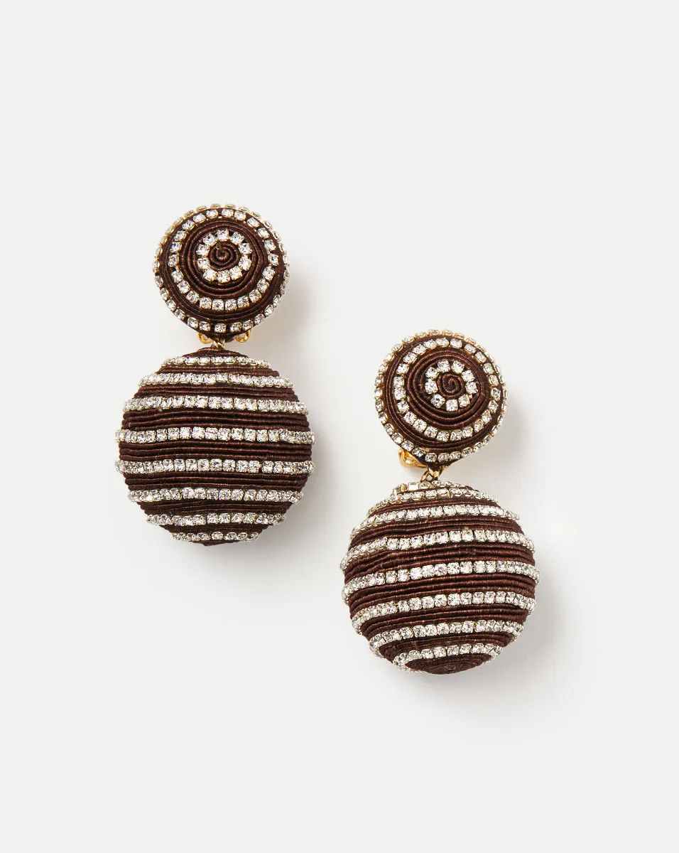 Crystal Brown Stripe Drop Earrings | Post Backing