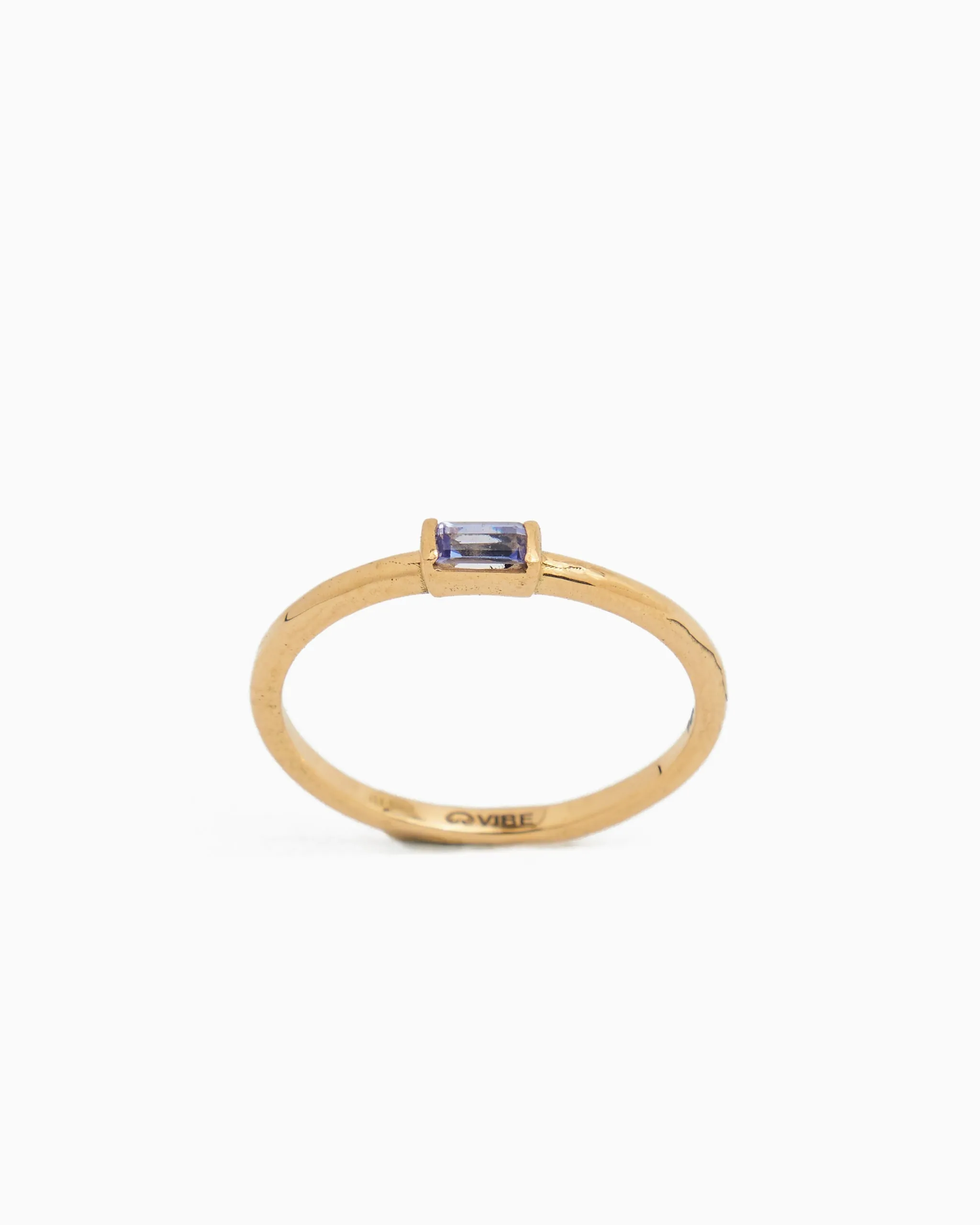 Dainty Stacker Band with Stone - Tanzanite