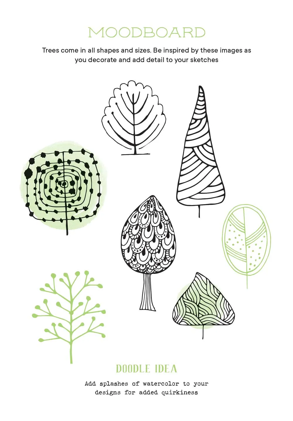 Doodle, Color, Create - Nature Inspired Doodle Challenges, Step-By-Step Drawing Instructions, Unique Ideas For Patterns, Tools & Techniques, Moodboards, Butterflies, Feathers, Trees, Unwind & Relax!