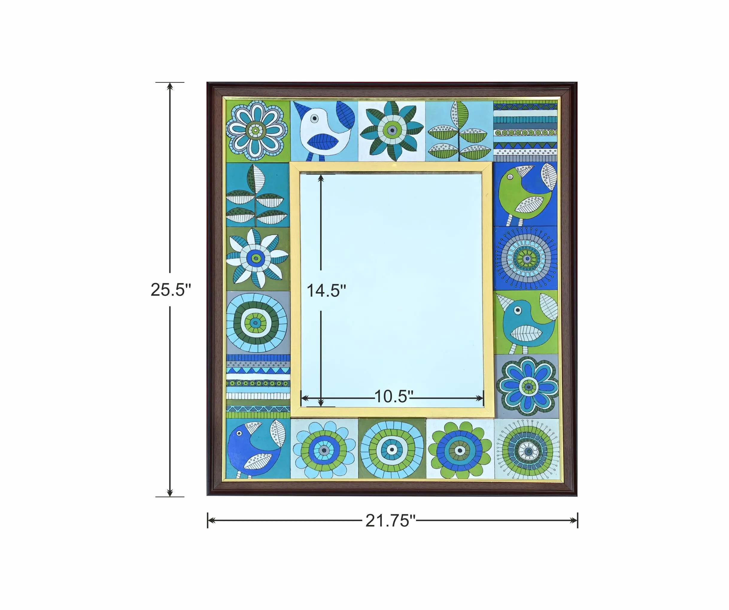 Doodling Tile Mirror (Multicolour) (25.5x21.7)