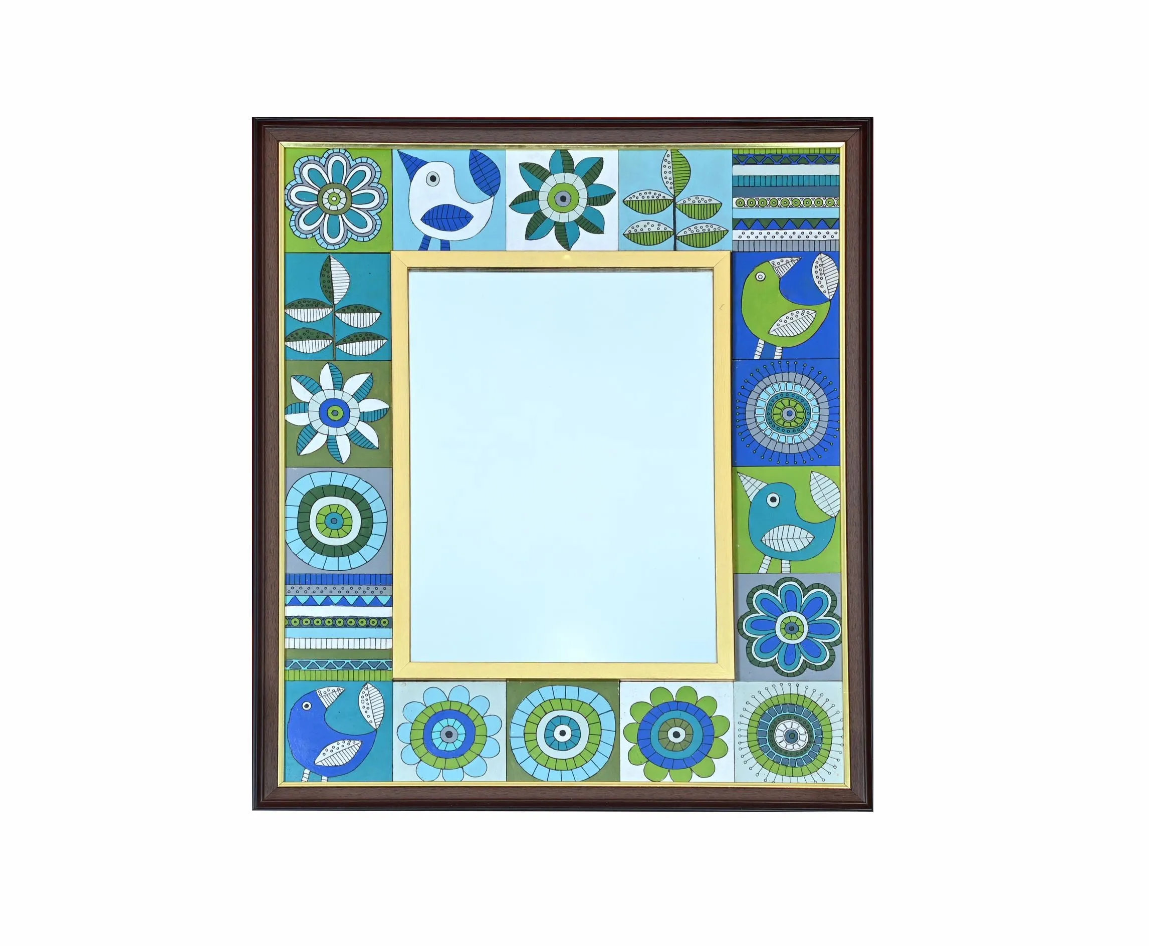 Doodling Tile Mirror (Multicolour) (25.5x21.7)