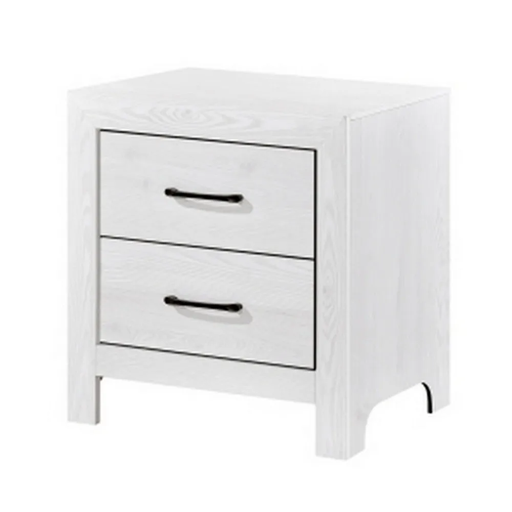 Eby 24 Inch Nightstand, 2 Drawers with Black Nickel Handles, White Finish By Casagear Home