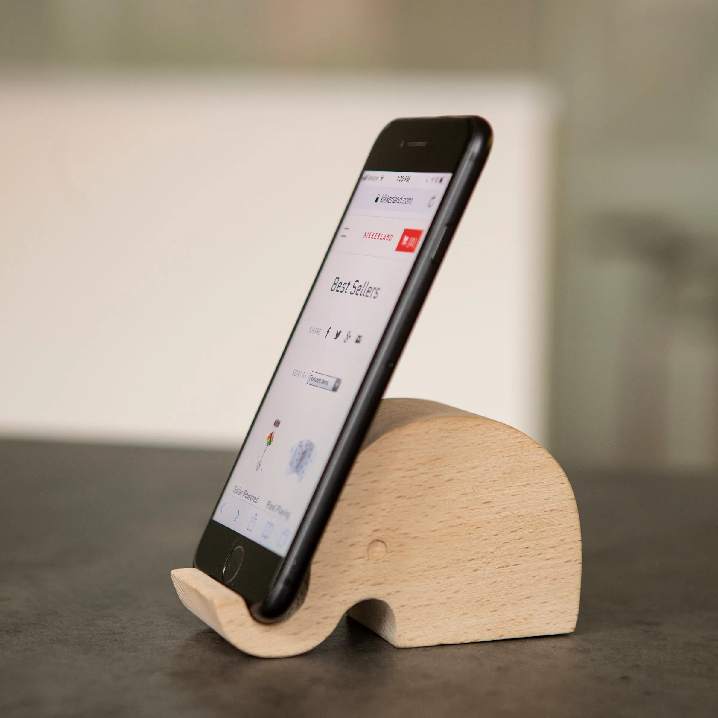 Elephant Beechwood Phone Stand