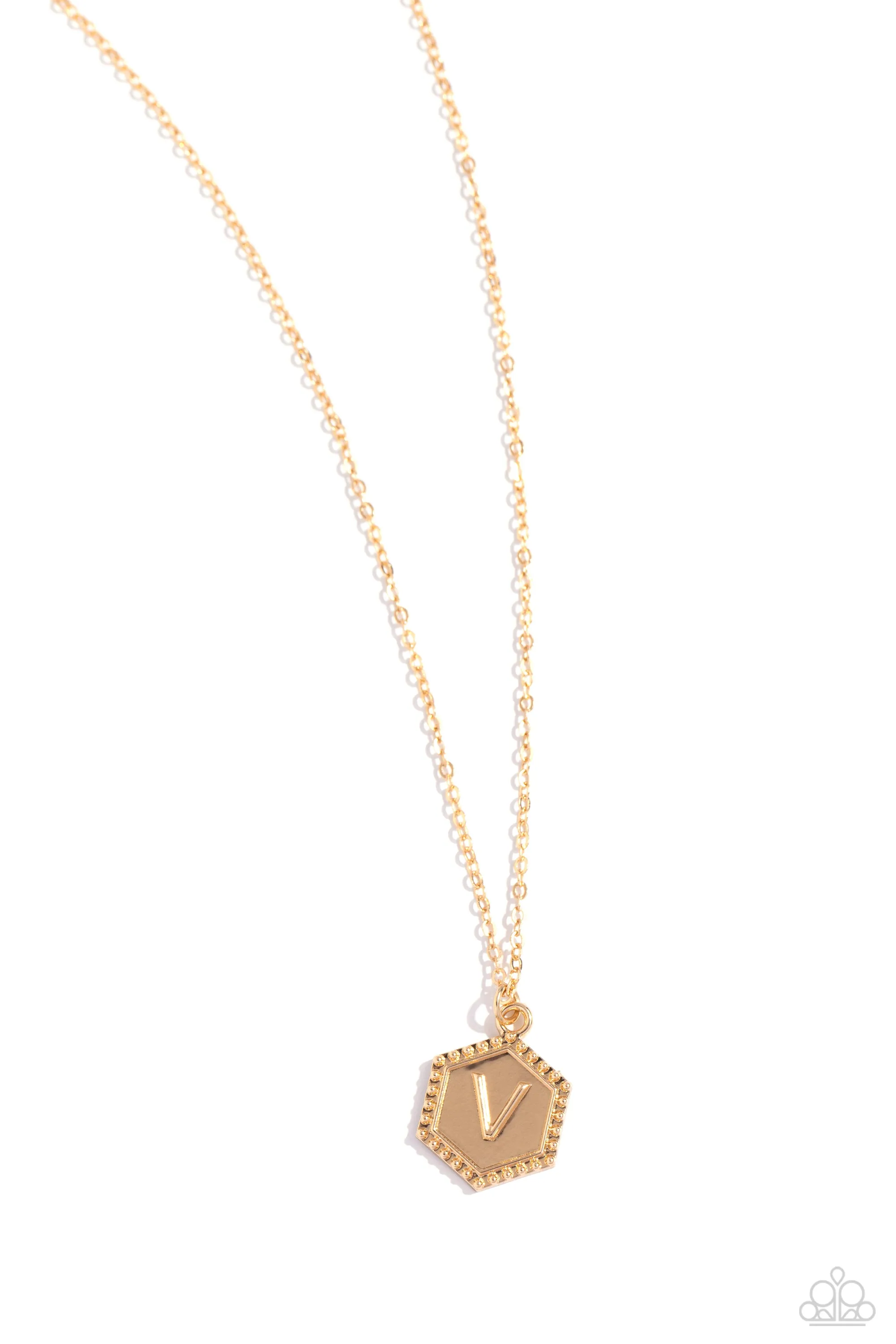 Emblematic Elegance - Gold - V Necklace