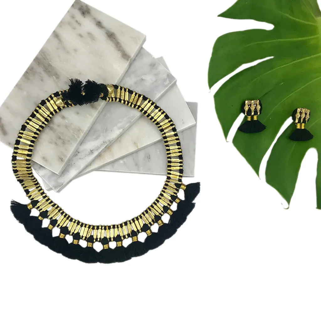 Embrace Bold Elegance: Temple Tassel Collar Necklace (Ethically Handcrafted, Fair Trade)