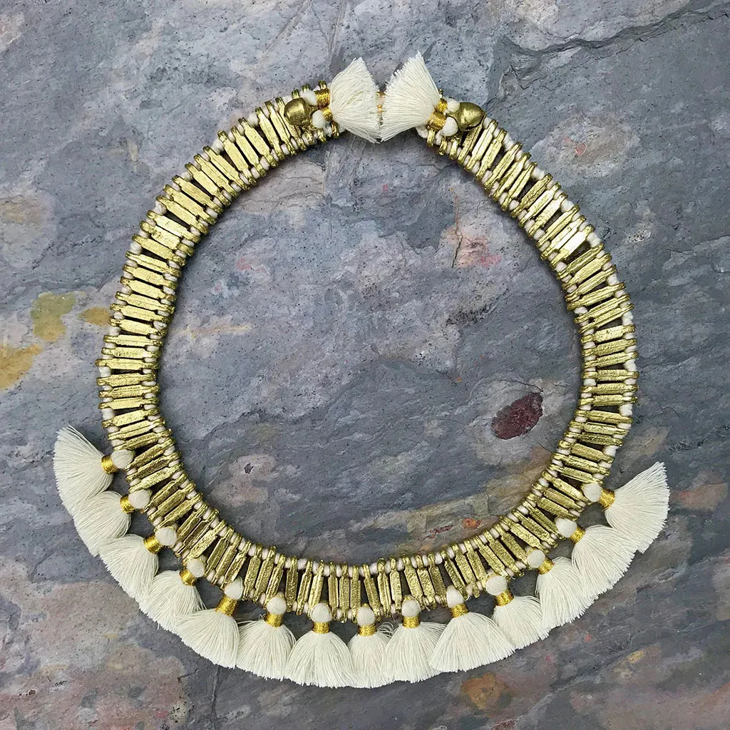 Embrace Bold Elegance: Temple Tassel Collar Necklace (Ethically Handcrafted, Fair Trade)