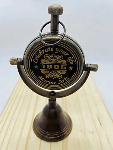 FH FamousHub| Handmade Antique Brass Desk and Table Clock for Home and Office Table Decor Clock, 4 Inch Brass Dark Brown Table Clock.