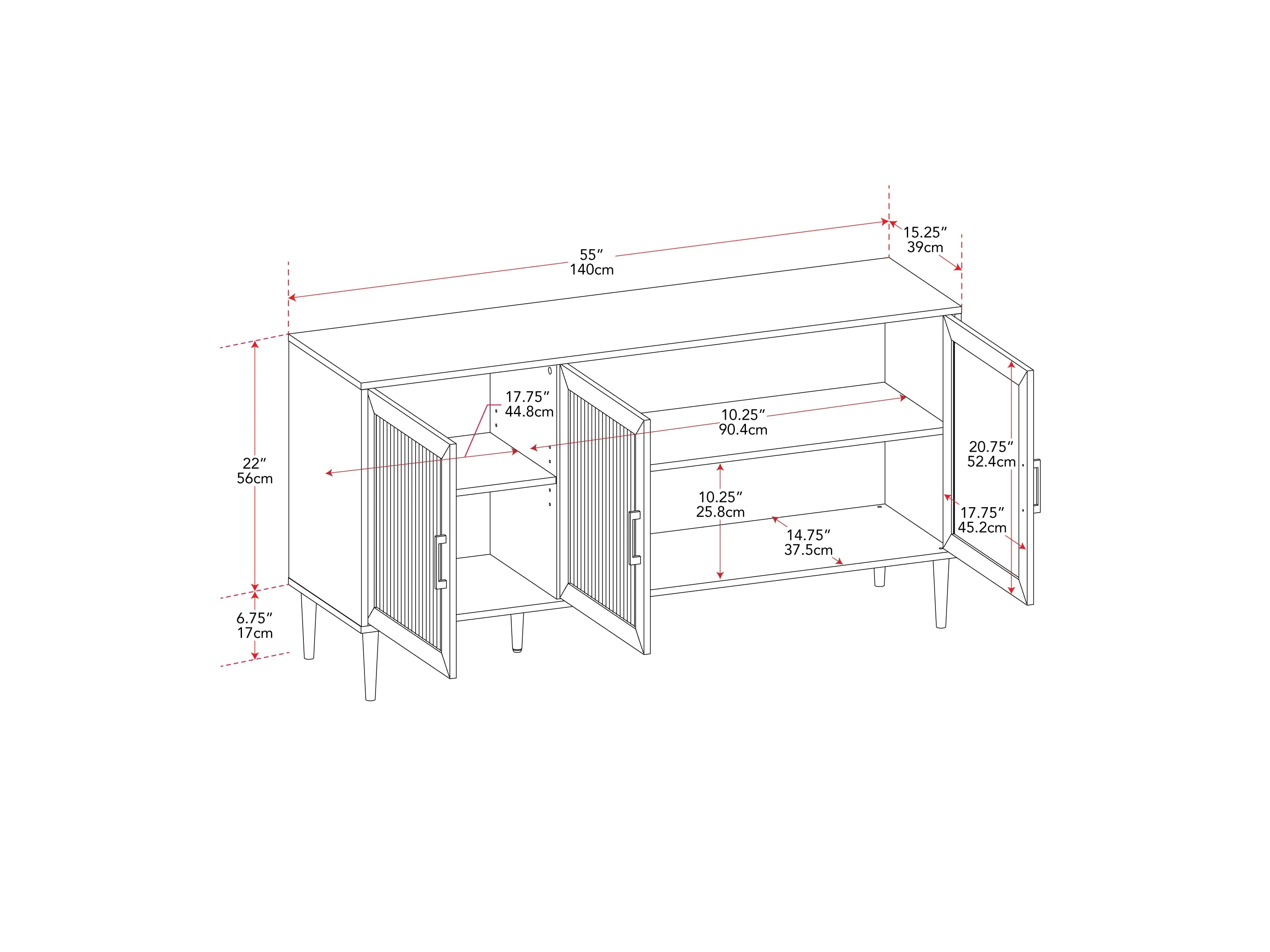 Fluted Glass Sideboard