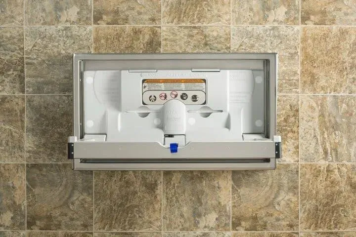 Foundations Horizontal Clad Stainless Steel Commercial Baby Changing Station - Recessed Mount