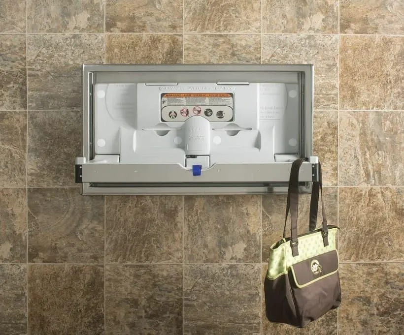 Foundations Horizontal Clad Stainless Steel Commercial Baby Changing Station - Recessed Mount