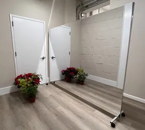 Glassless Mirror, Floor Stand and Corkboard Back Panel, 60" W x 84" H