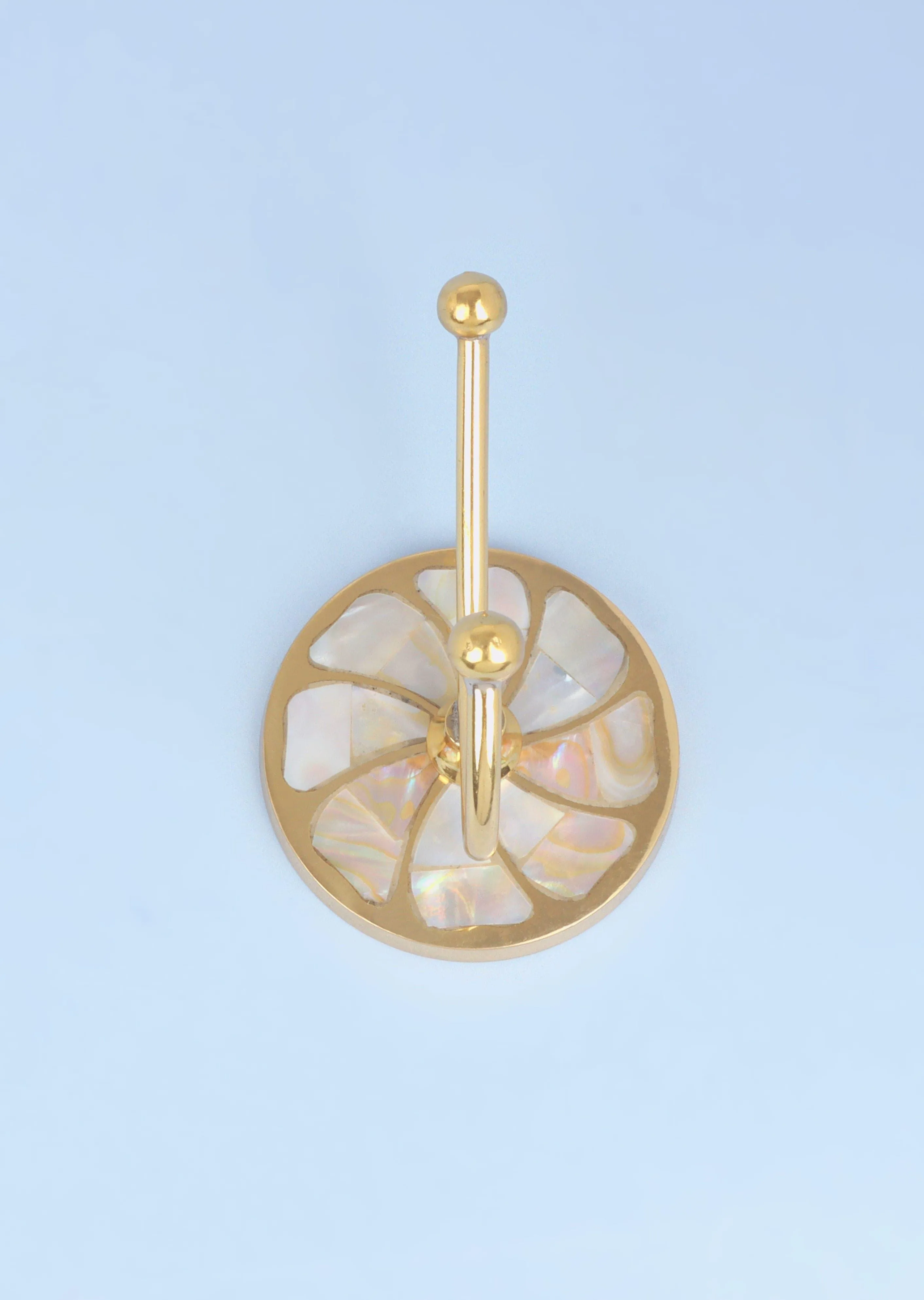 Gold Mother Of Pearl Patterned Brass Coat Hooks