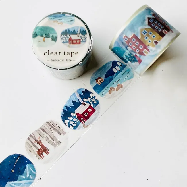 Gold Stamped Clear Tape / Winter Scenery