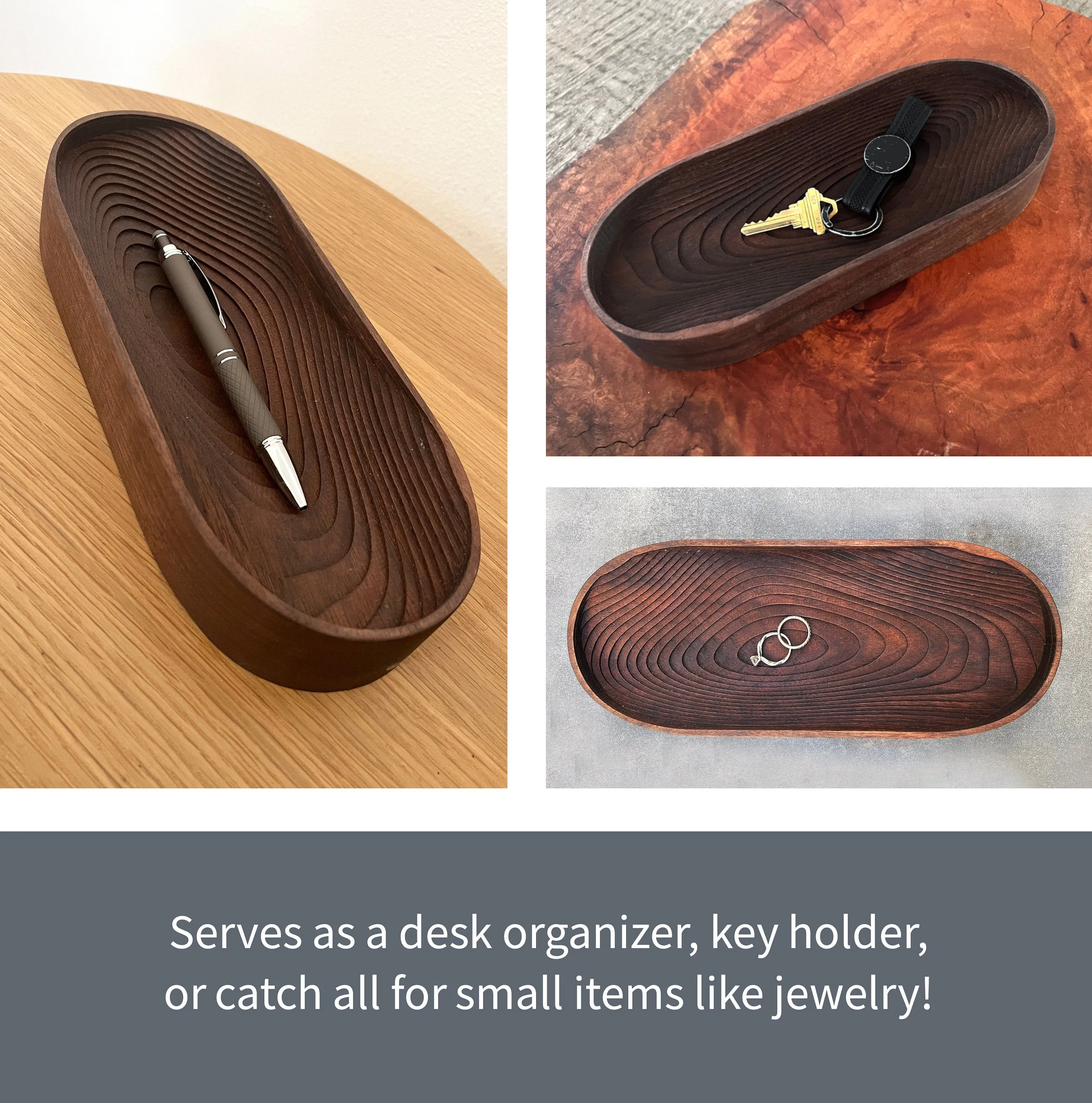 Handcrafted Walnut Catchall Valet Tray: Personalized Organizational Elegance