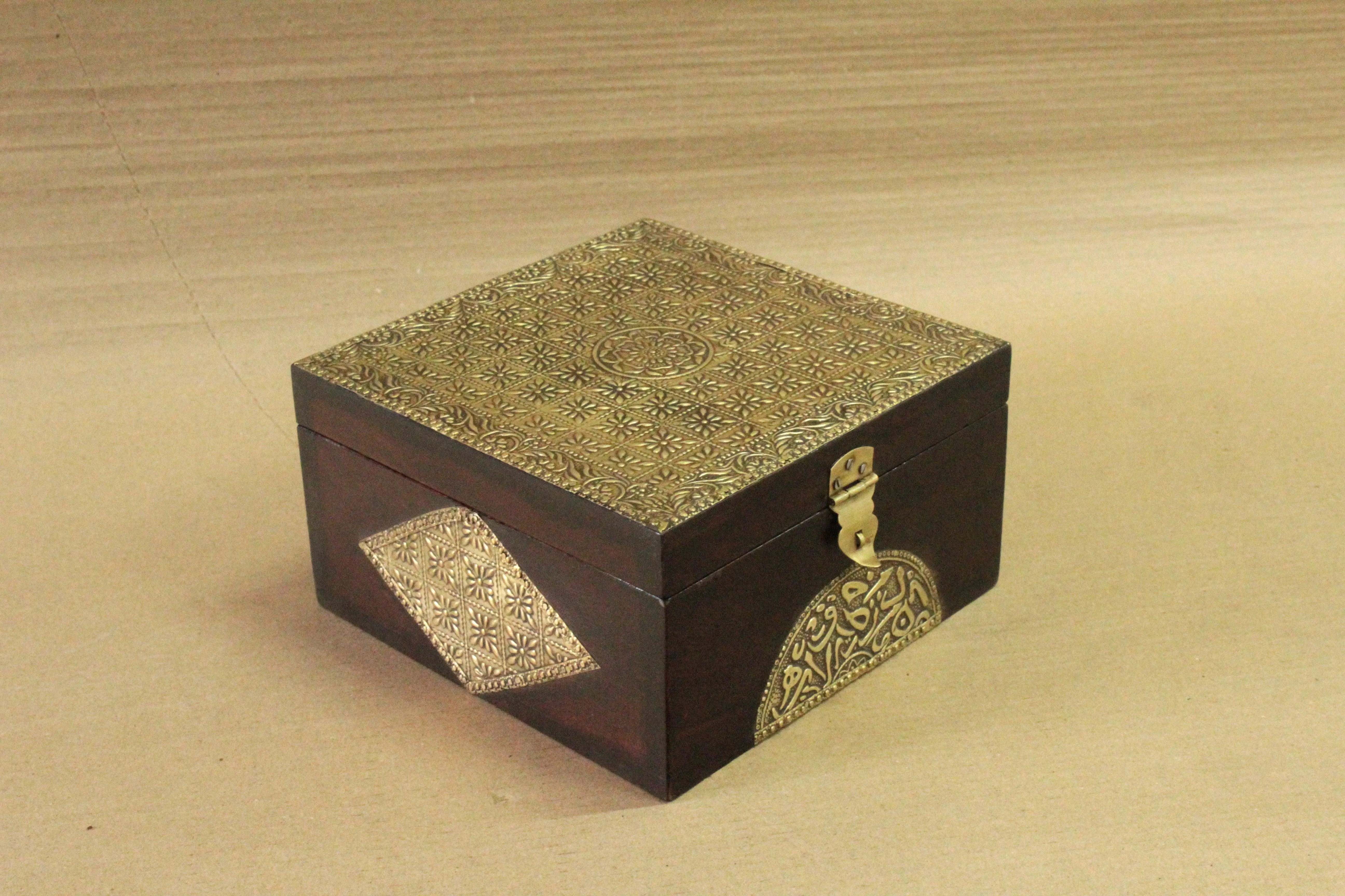 Handcrafted Wooden Box with Brass Fittings: Timeless Elegance in Every Detail