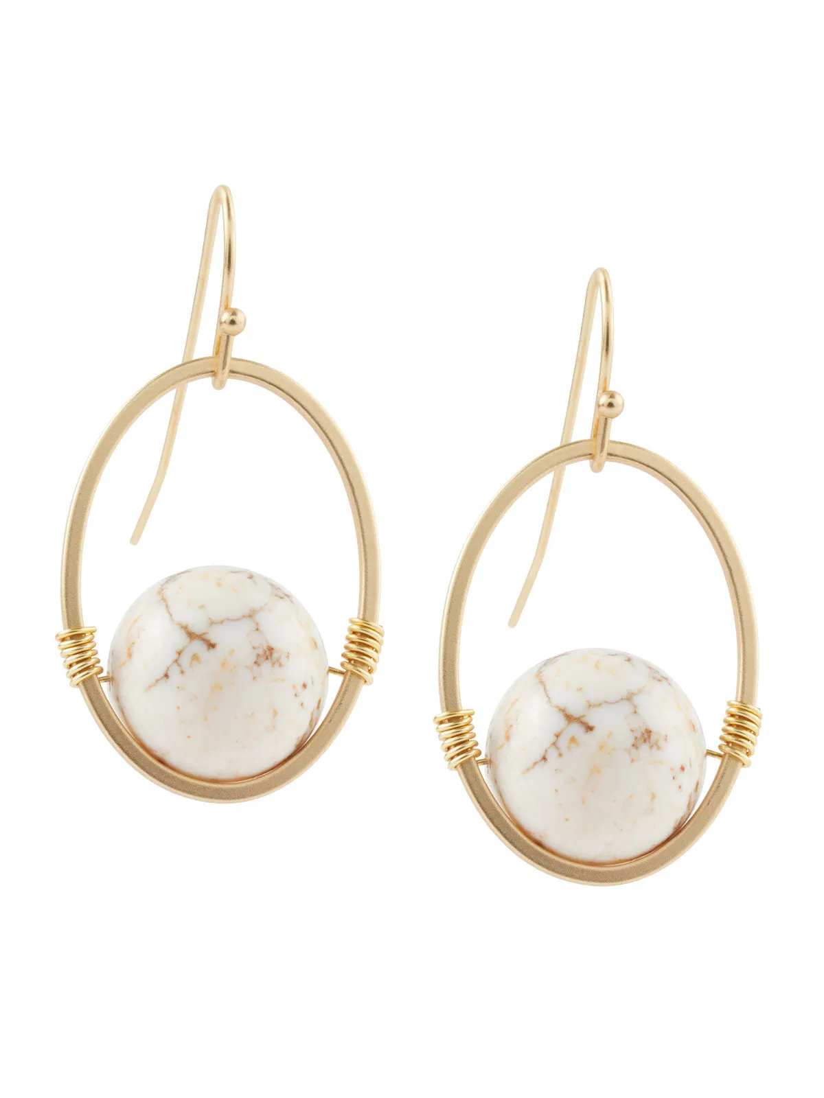 Handmade Gold Magnesite Drop Bead Earrings