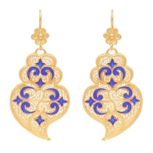 Heart of Viana Filigree Gold Plated Silver and Enamel Earrings