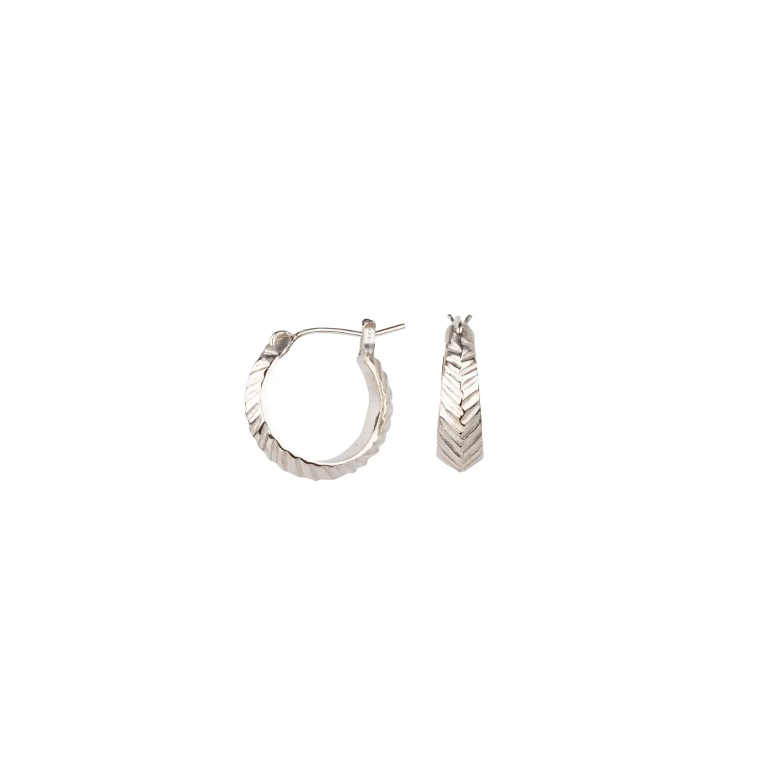 Herringbone Hoops in Sterling Silver