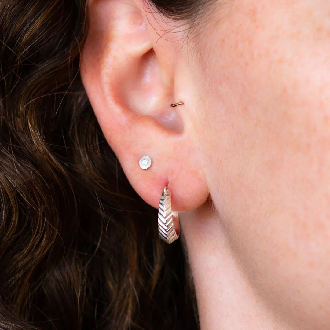 Herringbone Hoops in Sterling Silver