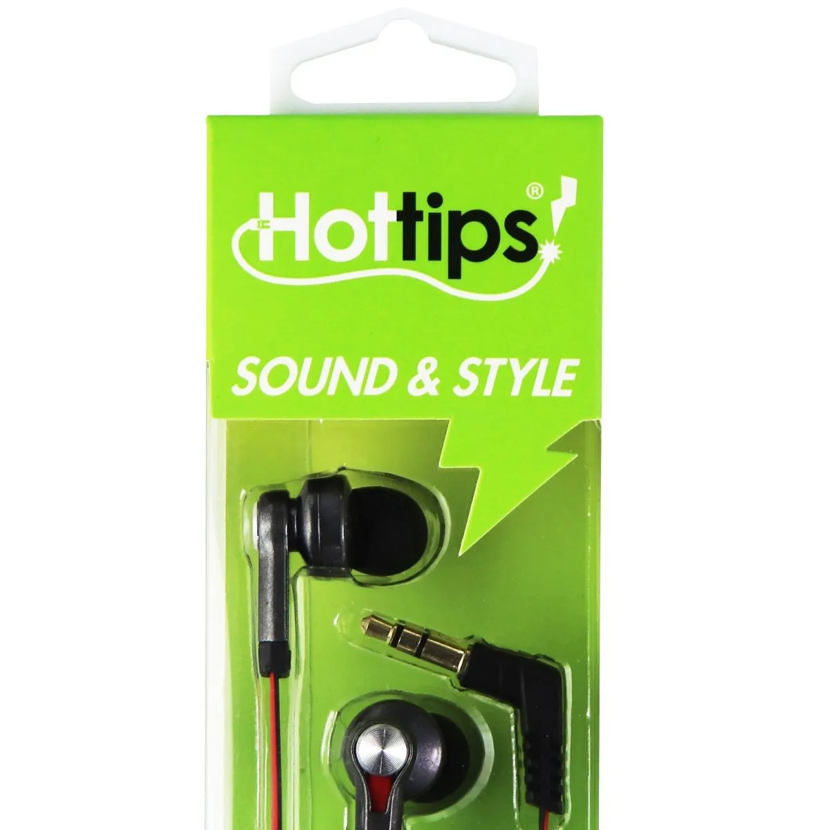 Hottips Sound & Style Stereo Earbuds with Flat Tangle Free Cable - Red/Black