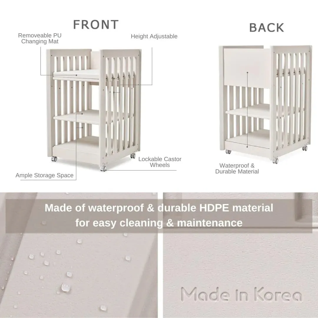 IFAM SafeGuard Baby Diaper Changing Table with Waterproof Mat - Birch Beige