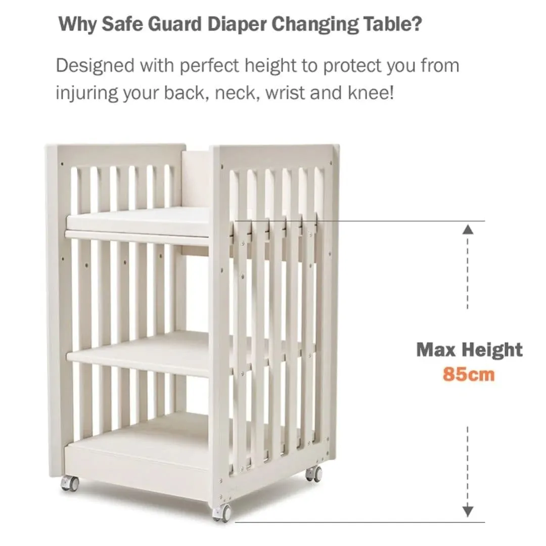 IFAM SafeGuard Baby Diaper Changing Table with Waterproof Mat - White